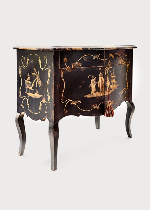 Serenissima Chest Cabinet Black With Chinoiserie Decors Porte Italia Venezia